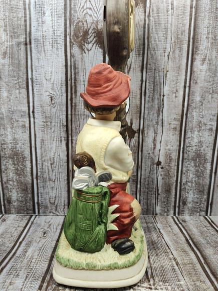 New 1993 Melody In Motion Willie The Golfer Handpaint Porcelin Bisque Clock NIB - Picture 13 of 13